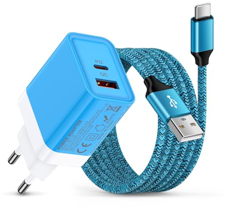 USB C Ladegerät mit 1.8M Ladekabel für Samsung Galaxy A17 A57 A37 A56 A16 A36 A15 A55 A54 A53 A35 A27 S26 S25 S24 FE S23, 2Port Typ C Android Handy Ladegeräte Stecker Schnellladegerät Schnellladekabel