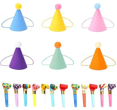 SongBuydn Partyhüte, 18-teiliges Geburtstags-Set mit Kronen, Partyhüten und Tröten für Erwachsene, Ideal für geburtstage, Feste und Themenpartys