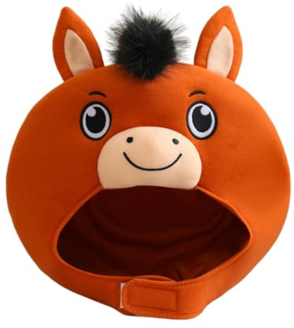 Uonlytech Neujahrs Pferde Kopfschmuck Plüsch Hut für Partys und Fotoshootings Komfortable Maskottchenhaube für Erwachsene