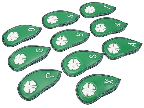 Garosa Golf Iron Head Covers Set 10pcs PU Leather with Tape for Iron Protection, Durable Golf Club Headcovers for Traveling and Organizing Clubs 4-9 A P S X (Green)
