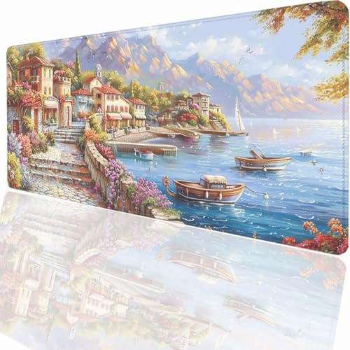 Alfombrilla Ratón Gaming XXL, Gaming Mouse Pad 1500x800x3mm, Protector Escritorio Antideslizante, Alfombrilla de Ratón Paisaje Mousepad Grande, Tapete Raton para Jugadores de PC Oficina PjY3990 I-L