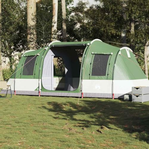 Tunnelzelt 4 Personen, Grün, Wasserdichtes Familienzelt mit 2 Schlafkabinen, Polyester Outdoor Campingzelt, Leicht & Tragbar für Abenteuer