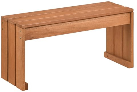 DREAMADE Gartenbank aus Massivholz, Sitzbank für 2 Personen, Holzbank ohne Lehne als Beistelltisch & Pflanzenständer, bis zu 200 kg belastbar, Balkonbank für Garten & Terrasse, 90 x 30 x 44 cm, Natur