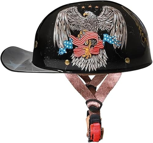 KKVGP Mezzo Caschi Motociclista Retrò Caschi Moto Jet E Demi-Jet Mezzo Casco Scodella Portatile ECEDOT Omologato Casco Ciclomotore Elmetto Scooter per Uomo Donna(9,XL(61~62CM))