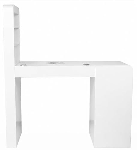 Kosmetiktisch mit Staubabsaugung, Weiß, 3 Schubladen, Ausstellungsregal, Kabeldurchführung, 118 x 48 x 80 cm