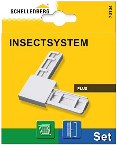 Schellenberg 70104 Porta Accessori, Set di connettori angolari Plus per finestre e Porte a zanzariera, Bianco Antracite