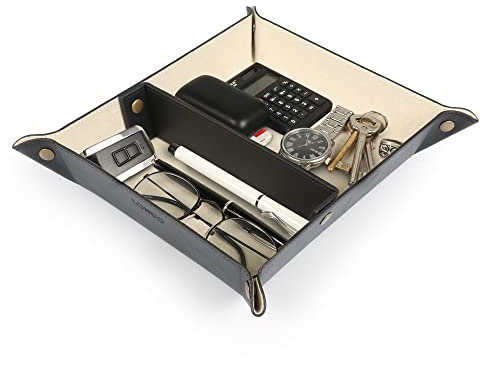 Londo Vassoio Organizer in Pelle - Organizzatore - Pratico Contenitore per Portafogli, Orologi, Chiavi, Monete, Telefoni Cellulari e Attrezzature per Ufficio