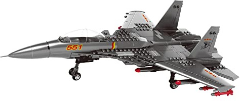 Flygplansskala modell. Leksakssats i tegelstenar. 1:54. Twin-Jet Carrier-Based Fighter. J-15 Flying Shark.