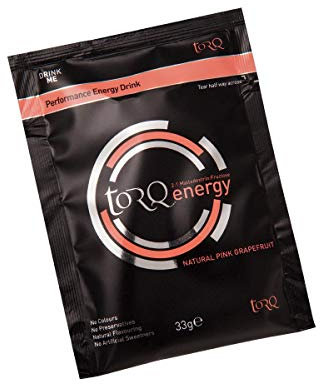 Torq Bebida energética Pomelo, isotónica - Polvo de electrolitos, alto contenido de carbohidratos 30 g por 500 ml y alto contenido de sodio - Paquetes de una sola porción - Caja de 15