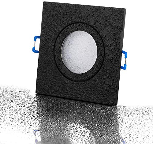 lambado® Premium LED Spots Dimmbar für Badezimmer in Schwarz - Moderne Deckenstrahler/Einbaustrahler IP44 für Außen inkl. 230V 5W GU10 Strahler warmweiß - Hell & Sparsam