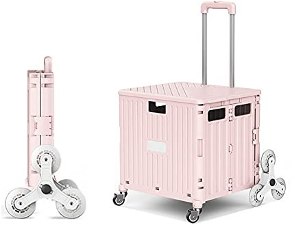 Carrello Della Spesa 45L / 65L Carrello Della Spesa 2 Ruote + 6 Ruote Grande Carrello Pieghevole Valigia Anziani Salire Le Scale Campeggio Supermercato Viaggio Picnic Trasporto Scatola Di Plastica