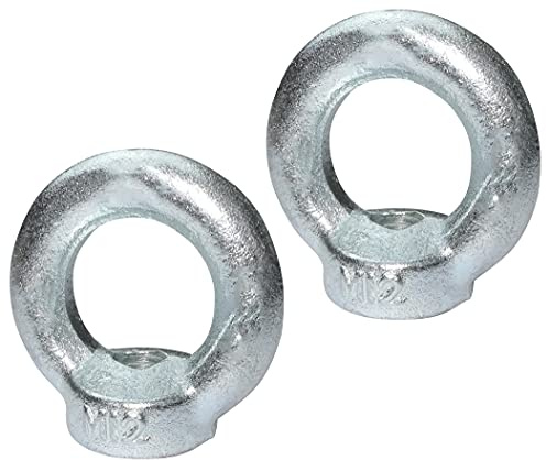 AERZETIX - C49729 - Satz von 2 - Ringmutter - M12 - Ring Kranösen - verzinkter Stahl - Metrisches Gewinde - 340kg - Farbe Silber