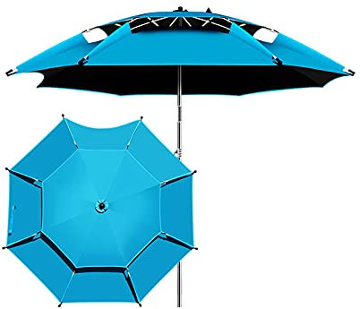 F-XW Ombrellone da Spiaggia Robusto per la Pesca, ombrellone da Spiaggia in Alluminio Antivento con 16 Stecche, con Ancoraggio per Sabbia e Sacca (Size : 260cm)