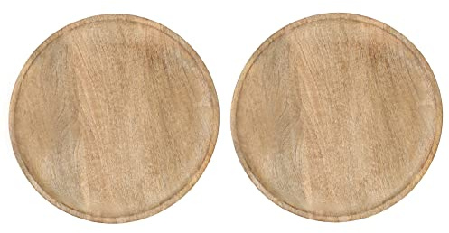 Natural Wooden Chargers for Dinner Plates Set of 2 - Elegant Decorative 13 Inch Round Wood Placemats for Dining Table Décor, Wedding, Party, Family Gathering, Christmas,New-Year,Events, & Everyday Use