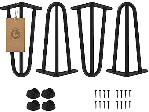 MORIA DESIGN 4er Set Hairpin Legs 30 cm Schwarz Metall Möbelfüße Industrial | Metall, höhenverstellbar, industrielles Design, für Tisch, Schrank, Hocker, Nachttisch, Couchtisch, Kommode, Möbelbau DIY