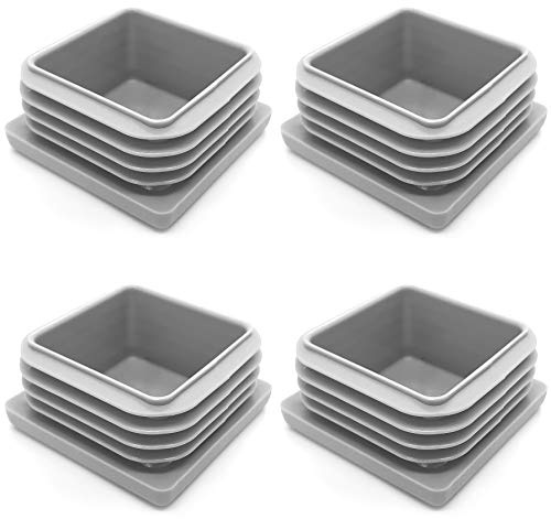 Enkotrade 4 Stück Lamellenstopfen Grau für Vierkantrohre, 100x100 mm, Rohrabdeckung aus hochwertigem Polyethylen Kunststoff, Stopfen, Endstopfen, Kappen, Gleiter | Rohrstopfen Quadratisch