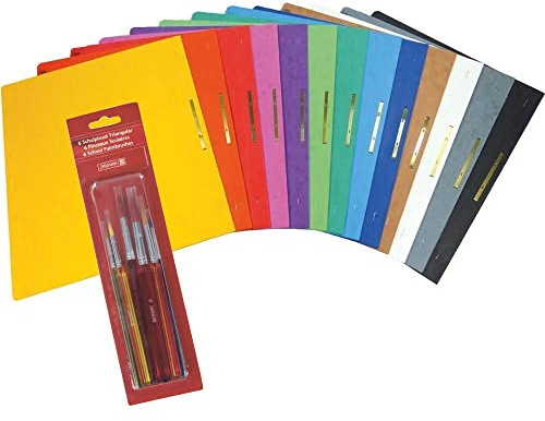 Brunnen Schnellhefter Pappe 13er Pack + 6er Schulmalpinsel Schulpinselset Triangular