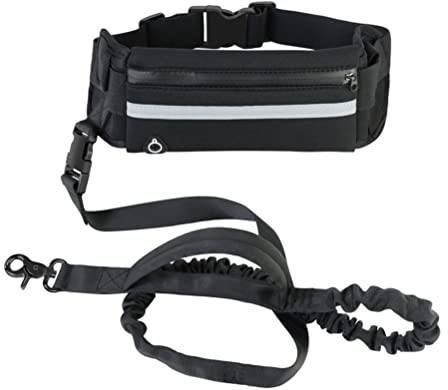 Boxwizard Hunde Joggingleine mit Bauchgurt Hundeleinen für Kleine Hundeleine Reißverschlusstasche reflektierende Laufleine Gürteltasche Outdoor Jogging Walking Nachtlauf