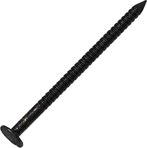 AERZETIX - C64831 - Lot de 25 Clous à bardage nervurés à tête plate Ø2.3x37 mm - pointes annelées - en acier A2 - couleur noir - fixation tôles panneaux façade gouttière chéneaux bois