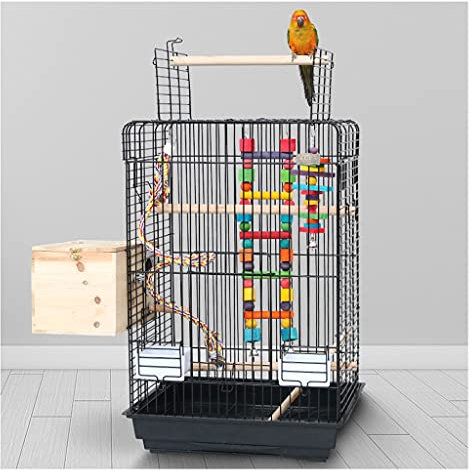 SISWIM Vogelkäfig Großer Papagei-Vogelkäfig-Metallkäfig-oberster Papagei-Ständer großes Haustierspielzeug mit Zuführer geeignet for große Vögel, Sittiche, Kanarien Haustierzubehör