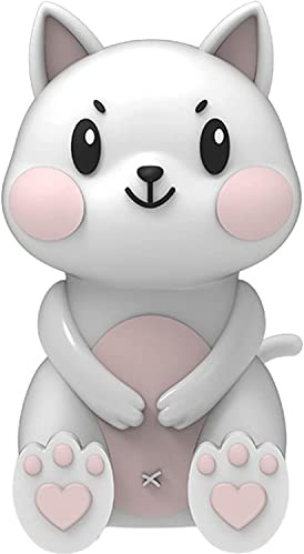 fesoklaf Tragbarer Mini-Cartoon-Bluetooth-Lautsprecher mit Handyhalterung, Mini-Tier-süßer, kabelloser Kinder-Lautsprecher für Smartphone, Zuhause, Outdoor und Reisen (weiße Katze)