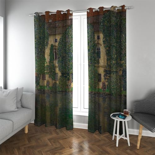 Raumverdunkelung Graue Verdunkelungsvorhänge Wärmeisolierte Tüllenvorhangpaneele für Schlafzimmer Gustav Klimt Dorfhaus Vorhänge 2 Paneele H275xB228