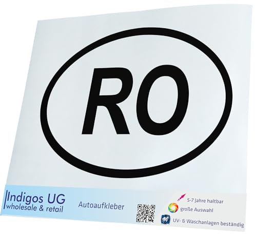 INDIGOS UG Auto Aufkleber Auto - 200x138 mm - Rumänien RO - schwarz - Selbstklebender Sticker für Auto, Fenster, Bus oder LKW