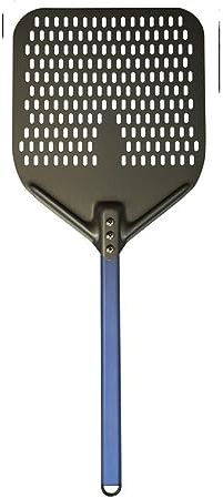 Pala per Pizza 1 PCS Hard Anodized Pizza Peel with Pizza Turning Shovel Set Perforated Rectangle Aluminum Pizza Peel Silicone Handle Pala Pizza Corta (Color : Blue Handle 13nch)