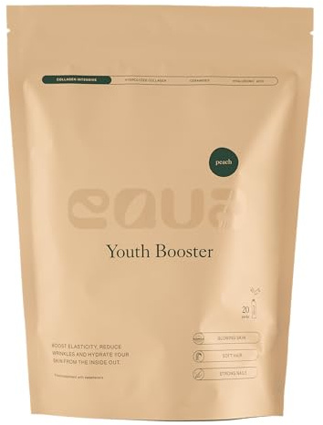EQUA Jugend-Booster Kollagengetränk - 20er Packung - Zuckerfrei, reduziert feine Linien, verbessert Elastizität - Essentielles Kollagen, Ceramide, Hyaluronsäure - Praktische To-Go-Beutel!