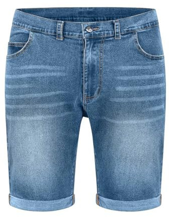 ZOXOZ Jeans Pantaloncini da Uomo Pantaloncini in Cotone Estivo Denim Casual Bermuda Shorts con 5 Tasche Azzurro XXL