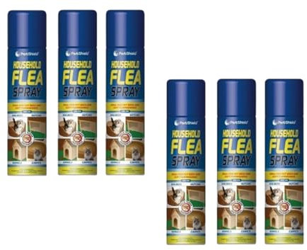 Flea Killer Spray 6 Pack | Household Aerosol spray Insect spray Flea Larvae Dog Cat Tick Pets Protection Bed Carpet Home | Insecticide Pesticide Flea Spray | 200ml