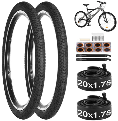 fahrradreifen 20 Zoll Reifen, 2er Reifen 20 x 1.75 Zoll mit fahrradschlauch 20 x 1.75 AV 30mm Gummireifen FahrradMantel 47-406 für BMX-räder,MTB Bike- 2er Pack