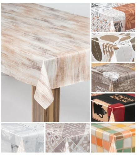 laro Wachstuch-Tischdecke Wachstischdecke Gartentischdecke, Muster:Sandstein Braun Weiß, Größe:130x200