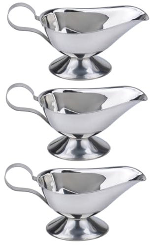 PRETYZOOM 3St Sauciere aus Edelstahl küchenartikel soßen behälter sossenbehälter saucen behälter Lebensmittelecht Pfahl Soßenschüssel Knödel Gewürzbehälter aus Edelstahl Saucenausgießer