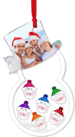 LLLGSH Personalisierte Schneemann Weihnachten Ornamente, Personalisierte Familie Christbaumschmuck, Personalisierter Name Weihnachtsschmuck, Weihnachtsbaum Hängende Dekorationen
