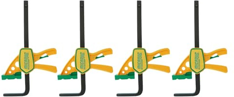 MICROJIG Matchfit Grr-rip Clamp (4-Pack), Dovetail Track Clamps, Squeeze Action Dovetail Clamps for Jigs, Sleds, Workbenches, DVC-625QCK2X4, Yellow