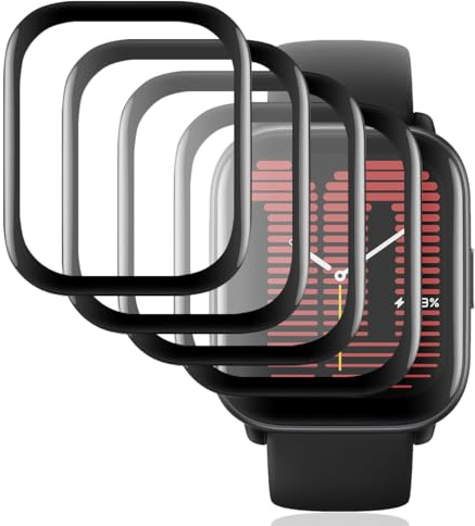 Gelaasso 4 Piezas Protector de Pantalla para Amazfit Active, Amazfit Active Protector de Pantalla Premium Cobertura Completa Film Láminas, Anti-arañazo Protectora para Amazfit Active