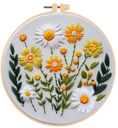 Huacan Stickerei Kreuzstich Set für Erwachsene Anfänger Handmade Embroidery Kit mit Blumen Muster