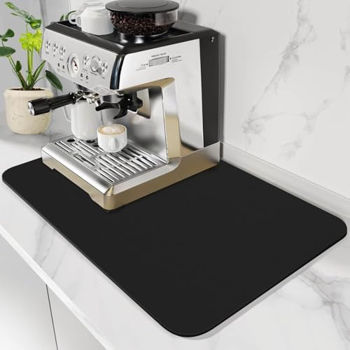 GIUSOBG Dräneringsmatta kök 60 x 50 cm absorberande matta kök super absorberande diskbänk matta kök matta kaffebryggare matta diskställ för kök kaffebryggare (svart)