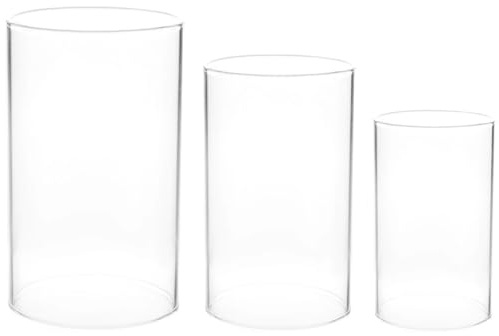 Homoyoyo Glass Cylinder without Base 10 cm Diameter - 20 cm High - Lantern Made of High-Quality Glass - Ideal as a Candle Holder or for Decorative Arrangements in Your Home, Set of 3
