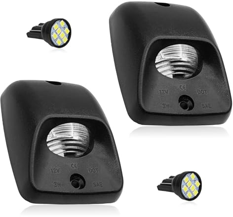 LED License Plate Light Tag Lamp Lens Housing & White Bulbs Assembly, Compatible with Tacoma 1995-2004, Includes 2 Black License Plates Light Lens Housing + 2 White Led Light Bulbs