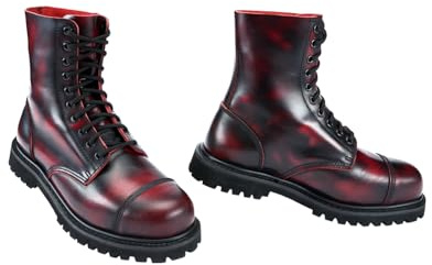 Brandit Phantom Rub Off 10 Eyelet Boots, olika färgvarianter, storlekar UK4/EU38 till UK13/EU47, Vinröd, 43 EU
