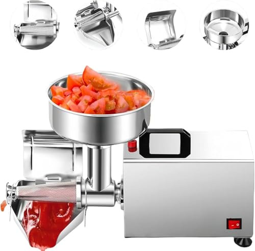 Electric Tomato Strainer and Milling Machine with Pure Copper Motor, Stainless Steel Press for Homemade Sauce and Food Filtering, High Efficiency 150kg/H