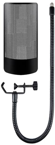 SOULWIT Shield Microphone Pop Filter for HyperX QuadCast/S/2/2S, Mic Cover Foam with Metal Windscreen for Most HyperX Shock Mounts - Black