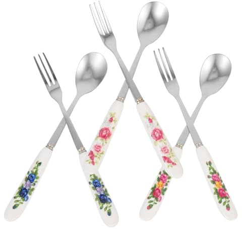 Hemobllo Tenedores y Cucharas Aperitivos Multifunción Acero Inoxidable y Mango Diseño Ergonómico para Café y Postres Hogar Restaurante