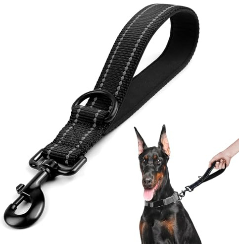 TESGADGETS Starke Kurze Hundeleine, Kurzführer Hund mit D-Ring, Leine zur Kontrolle des Hundetrainings, reflektierende Leinen für mittelgroße und große Hunde