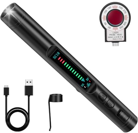 LUNEIE Detector de Camaras Microfonos Ocultos, Detector de Cámara Antiespía Detector de Rastreador GPS, RF Inalámbrico Detector para Automóvil, Oficina, Hotel y Viajes