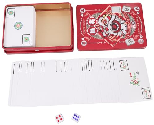 FELTECHELECTR Portable Chinese Mahjong Card Wide Tiles with Dice for Travel Party Home Fun Material Creative Gift for Friends Family