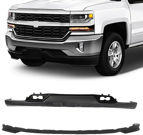 Front Lower Bumper Valance with Tow Hook Holes & Air Dam Deflector Compatible with 2016–2018 Chevy Silverado 1500 & 2019 Silverado 1500 LD, Front Lower Valance Replacement 84029773, 23496677