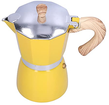 Fdit Machine à Expresso sur Cuisinière, Cafetière Italienne de 300 Ml, Bouilloire en Aluminium de 6 Tasses à Infusion Rapide avec Poignée Ergonomique Résistante à la Chaleur pour le (YELLOW)